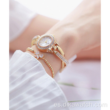 Reloj de pulsera de lujo con diamantes de imitación de diamantes de imitación de oro rosa de moda de acero de cuarzo para mujer con diamantes BS 1531 Relojes de vestir para mujer